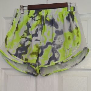 Nike Women’s Lime Green and Gray Print Athletic Shorts
